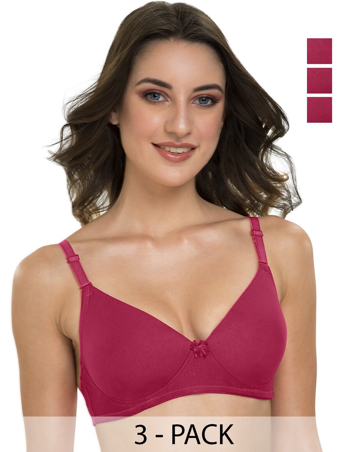 

Tweens Pack Of 3 Full Coverage Lightly Padded Multiway Straps T-shirt Bra- All Day Comfort, Maroon