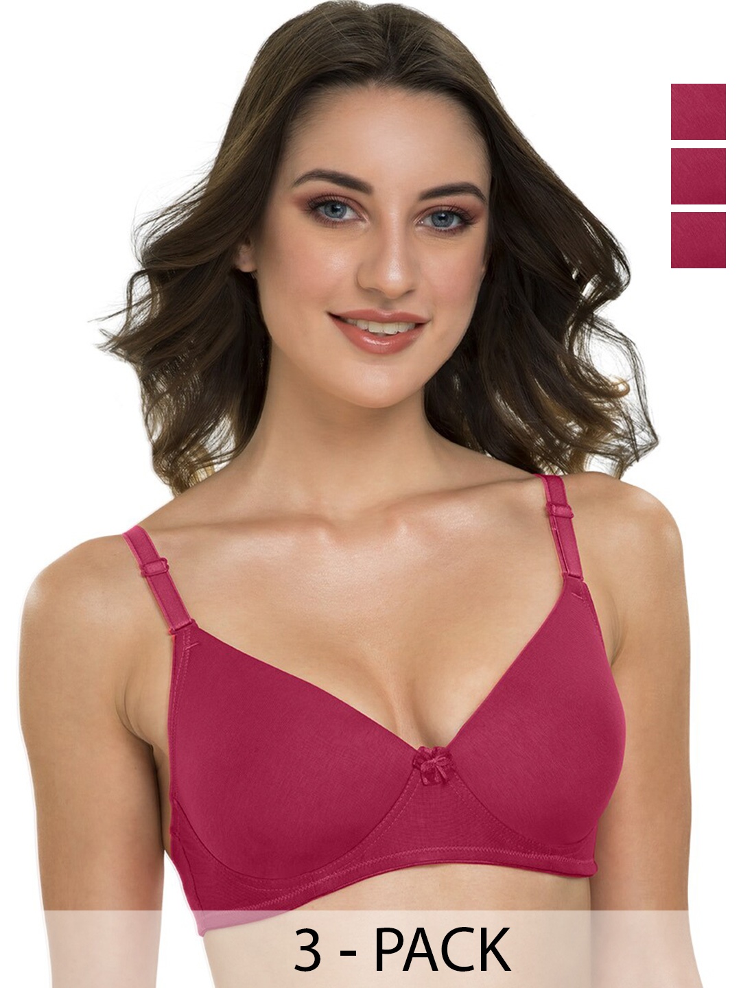 

Tweens Pack Of 3 Full Coverage Lightly Padded Cotton Bra, Maroon
