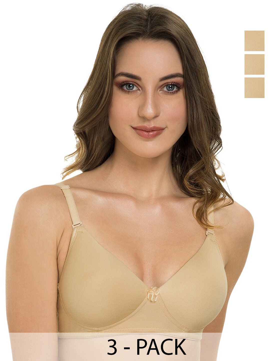 

Tweens Pack Of 3 Full Coverage All Day Comfort Lightly Padded Cotton T-Shirt Bra, Beige