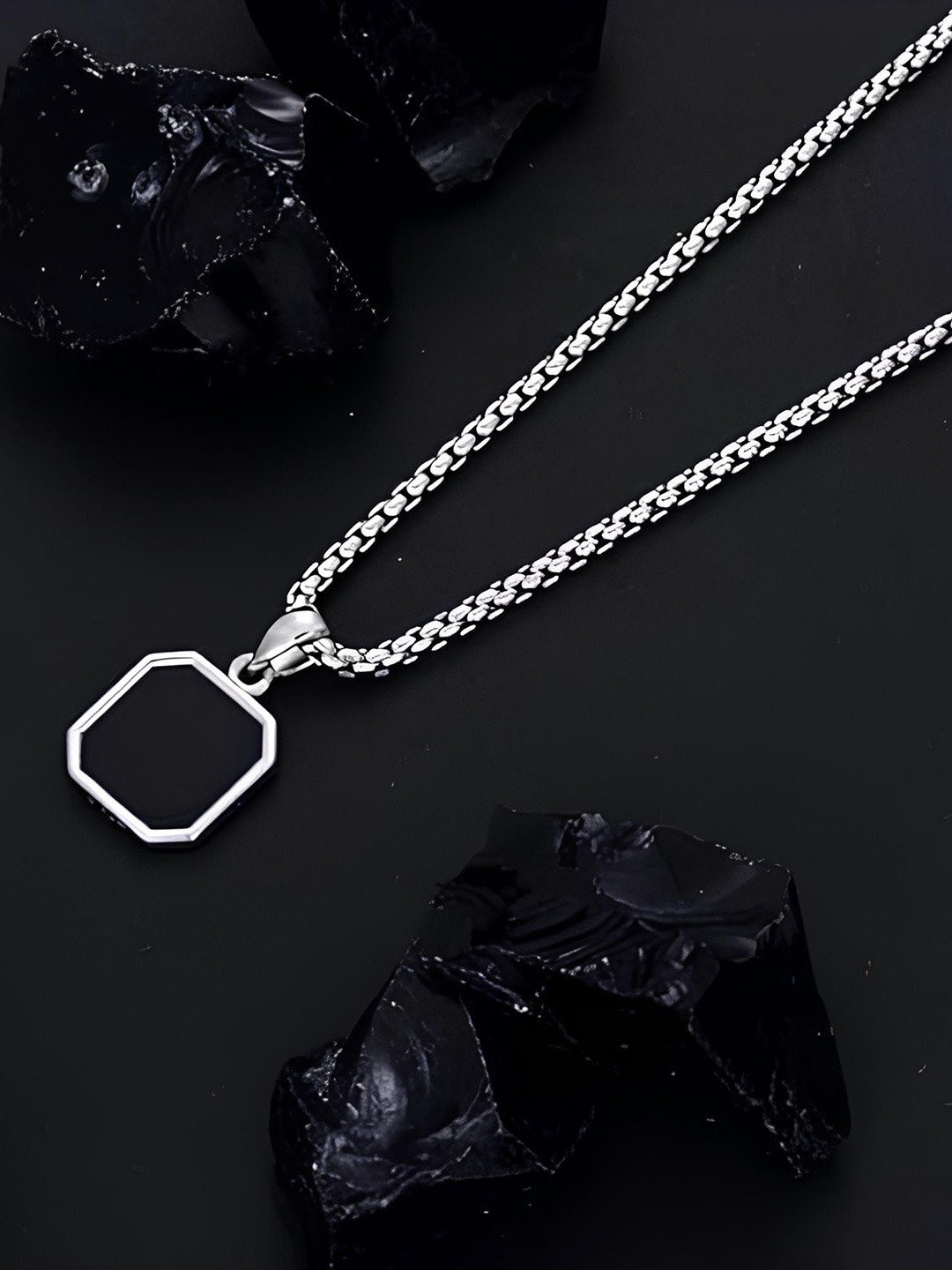 

KARISHMA KREATIONS Unisex Silver Plated Stainless Steel Pendants with Chains