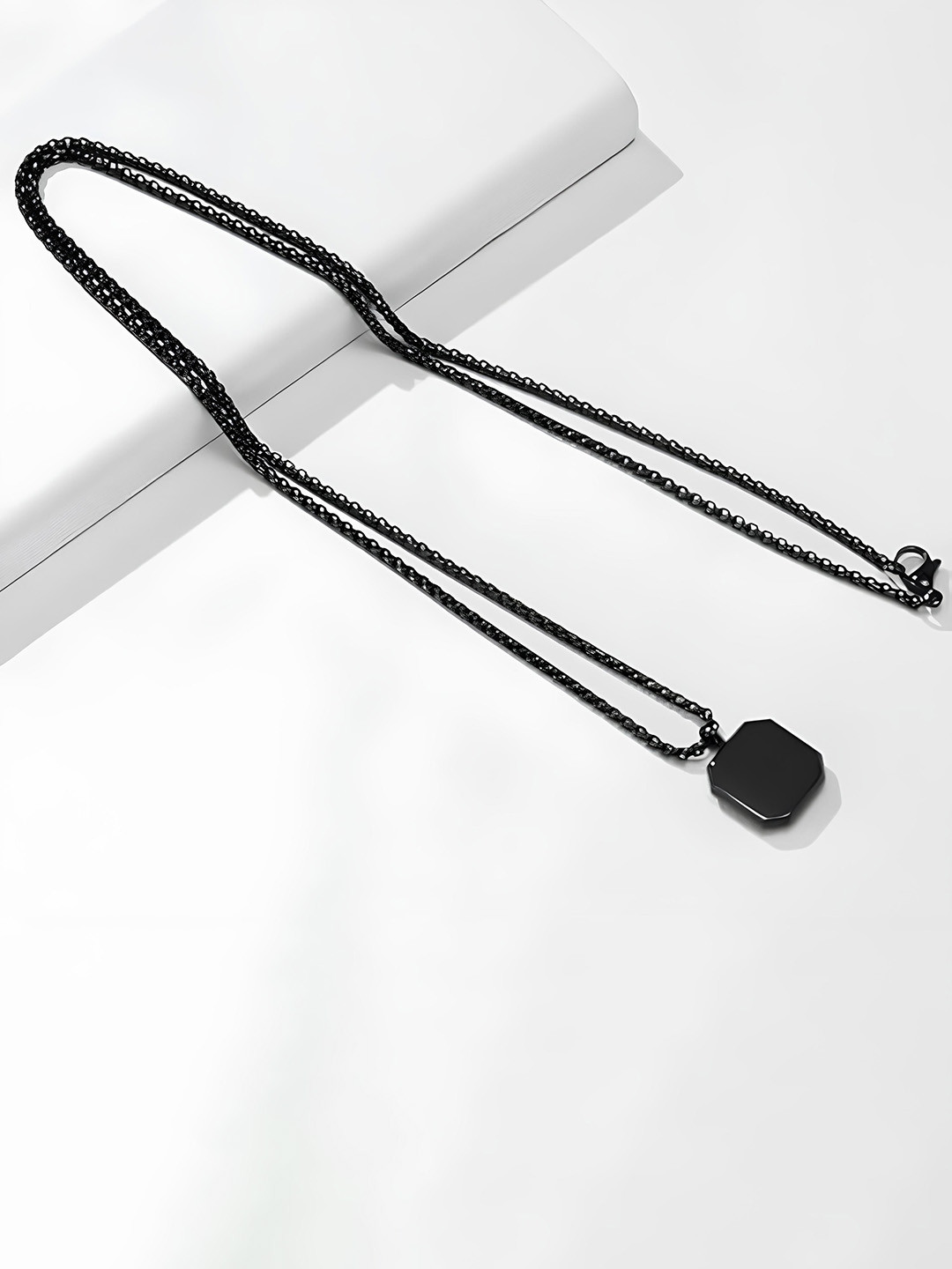 

KARISHMA KREATIONS Unisex Geometric Stainless Steel Pendant with Chain, Black
