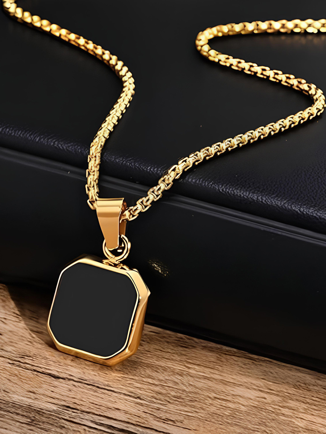 

KARISHMA KREATIONS Unisex Gold-Plated Stainless Steel Geometric Pendants with Chain