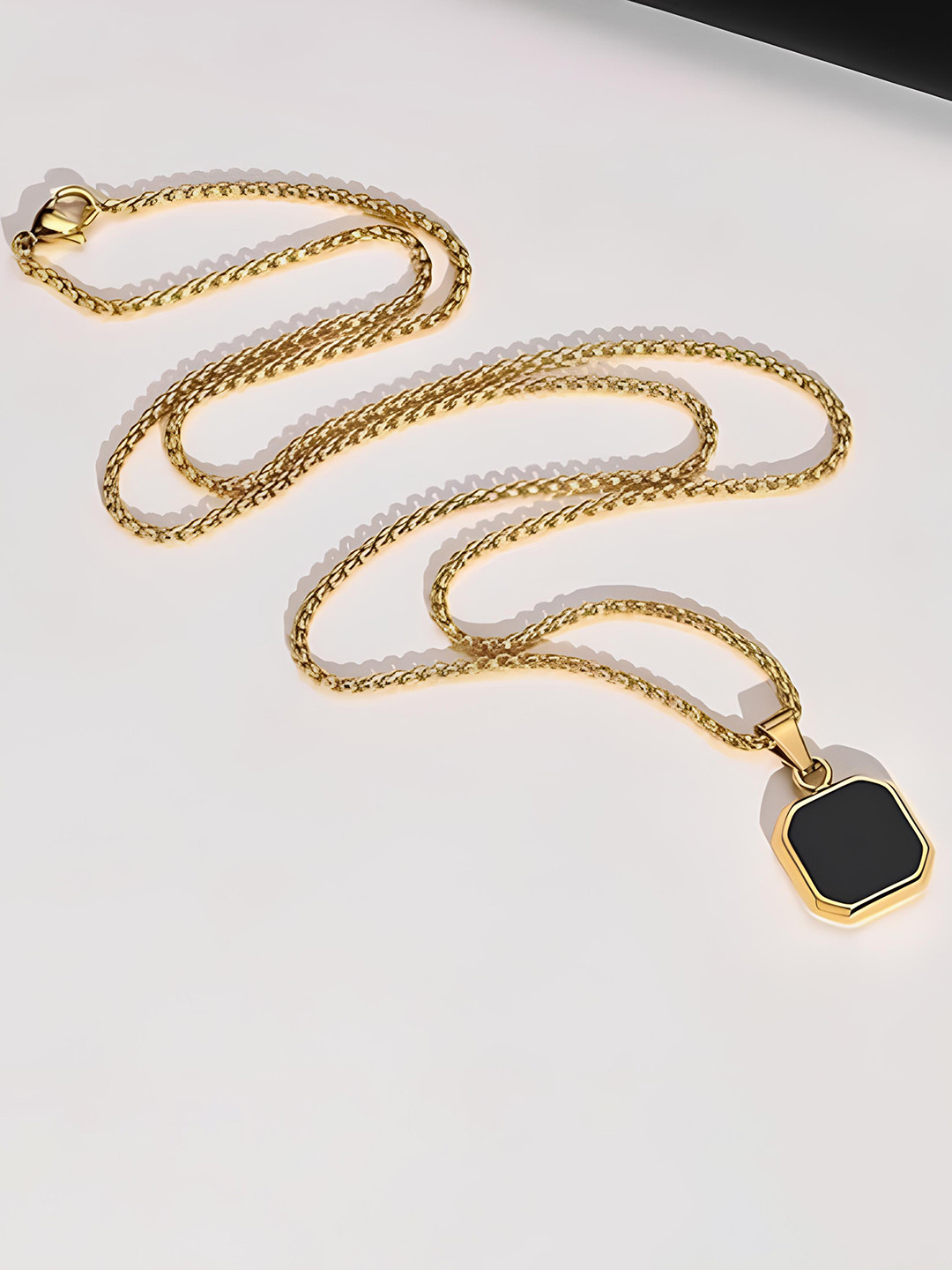 

KARISHMA KREATIONS Unisex Gold-Plated Stainless Steel Geometric Pendants with Chain