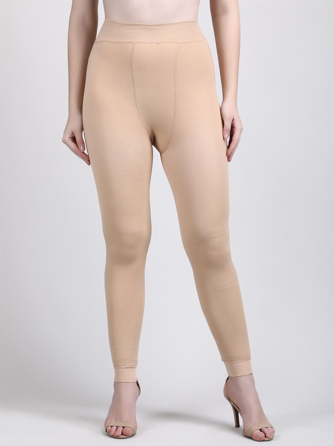

DUNBERRY LONDON Warm Thermal Fur Fleece Lined Woolen Inside Leggings, Beige