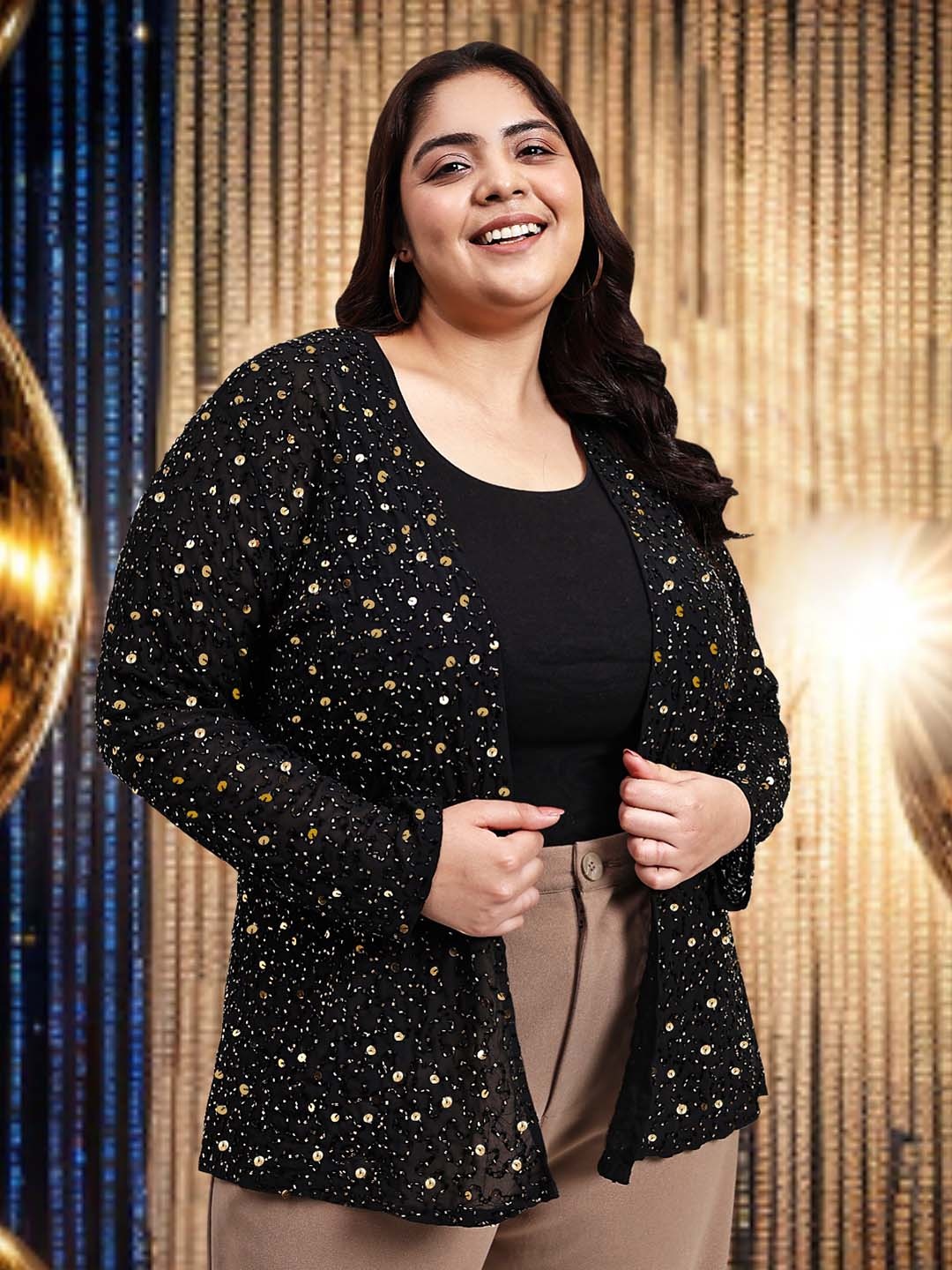 

Wild U Plus Size Hand Embellished Shrug, Black