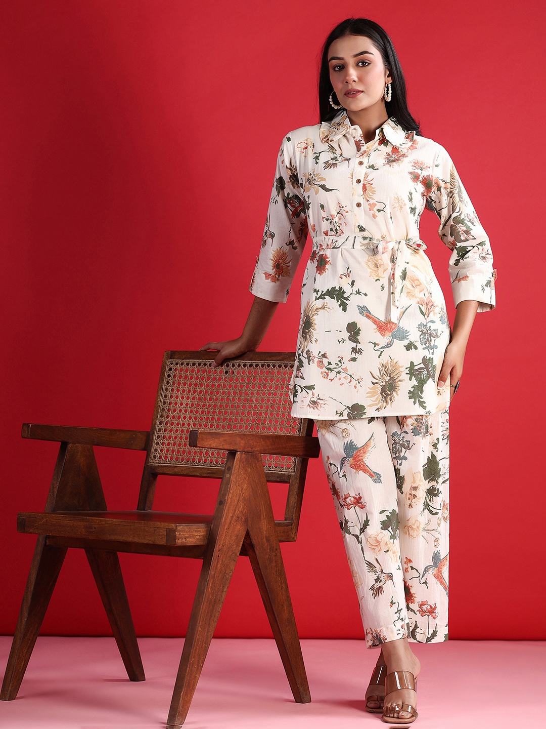

Indo Era Printed Tunic & Trousers Co-Ords, White