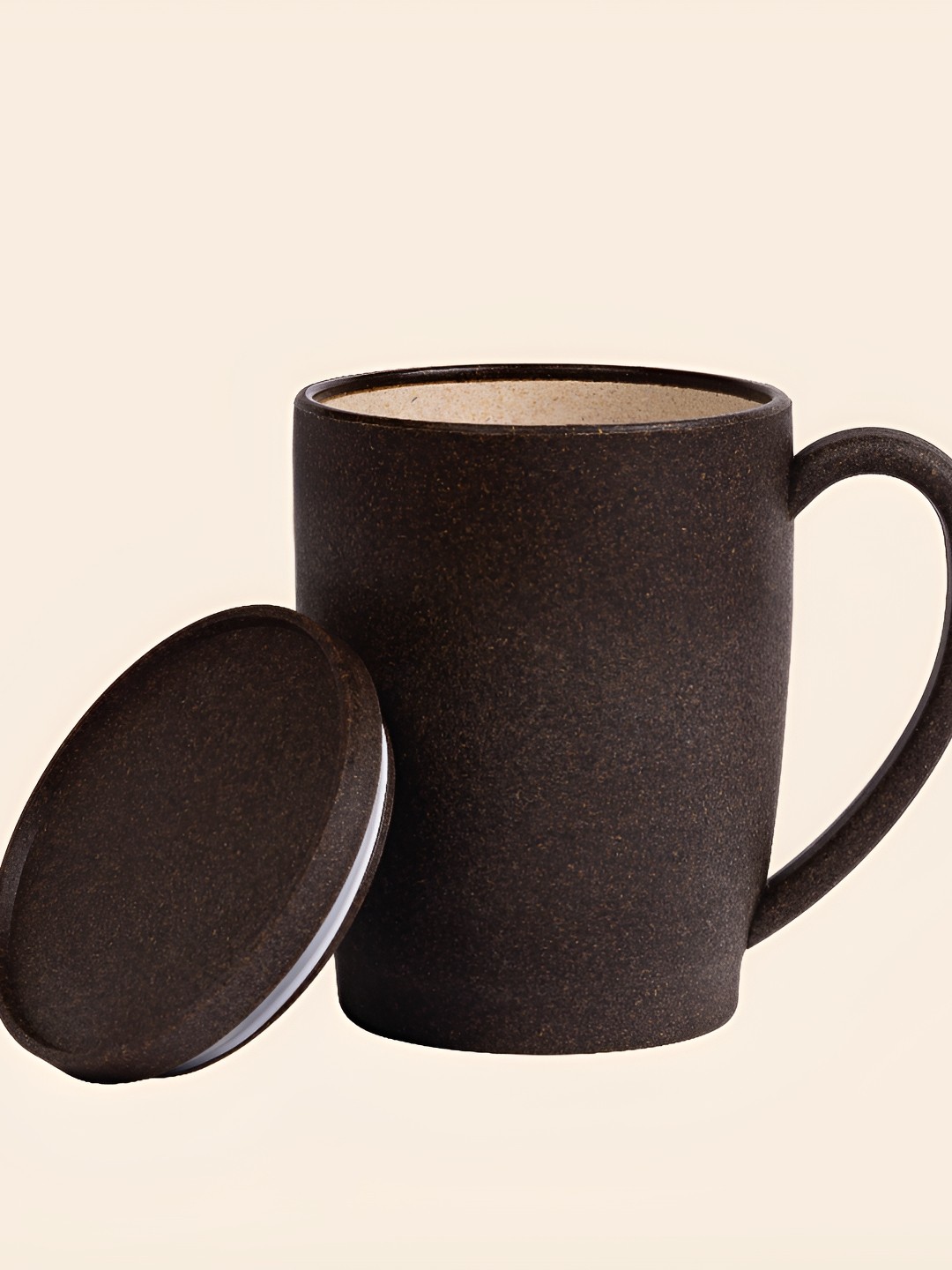 

SELVEL Coffee Brown Ceramic Coffee Mug With Lid 370 ml