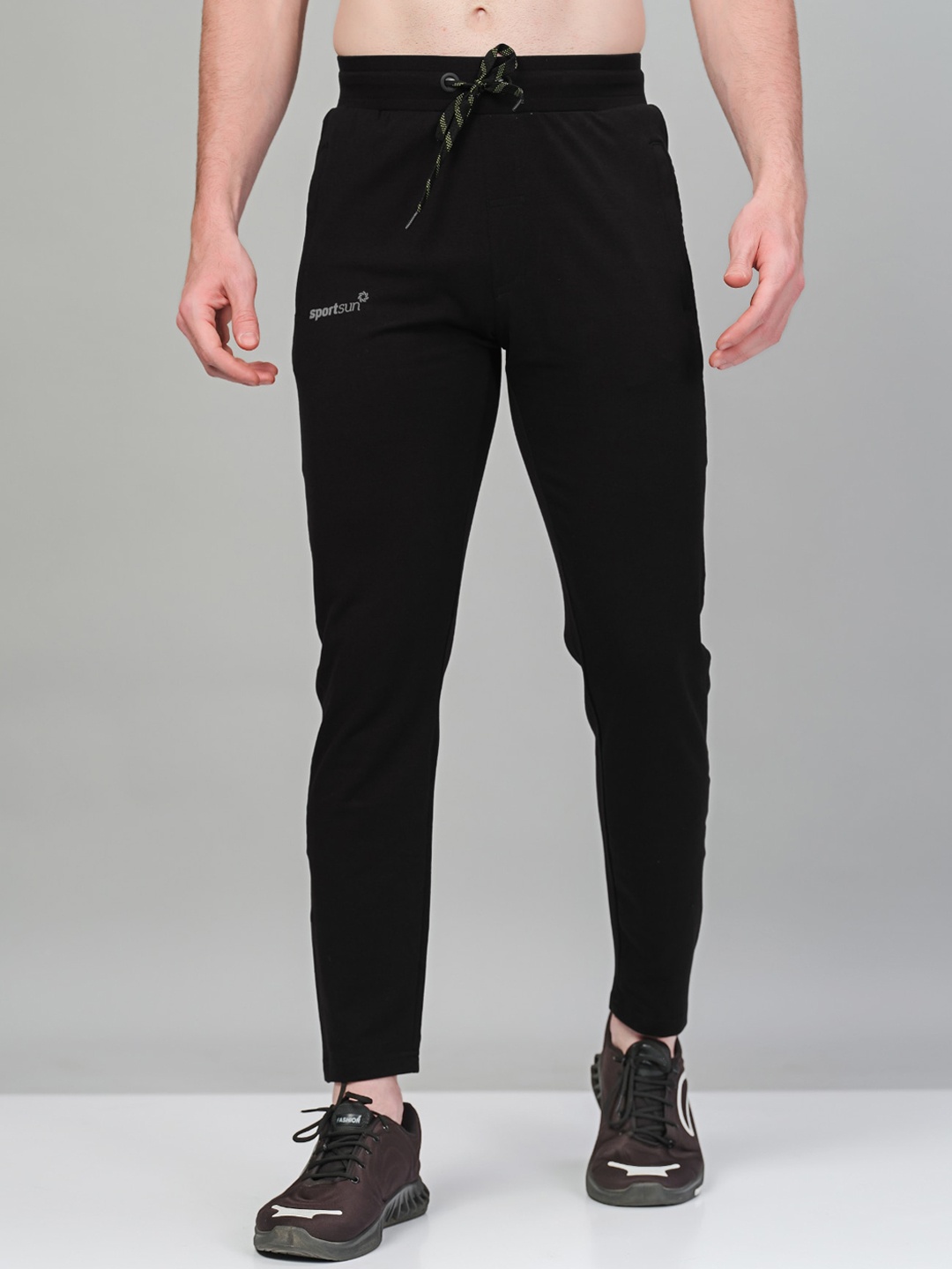 

SPORT SUN Men Mid-Rise Cotton Rapid Dry Training Or Gym Sports Track Pant, Black