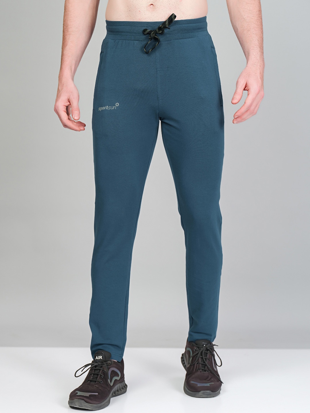 

SPORT SUN Men Mid-Rise Cotton Training Or Gym Sports Track Pants, Blue