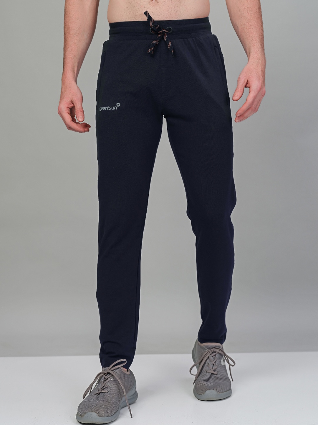 

SPORT SUN Men Mid-Rise Cotton Rapid Dry Training Or Gym Sports Track Pant, Navy blue