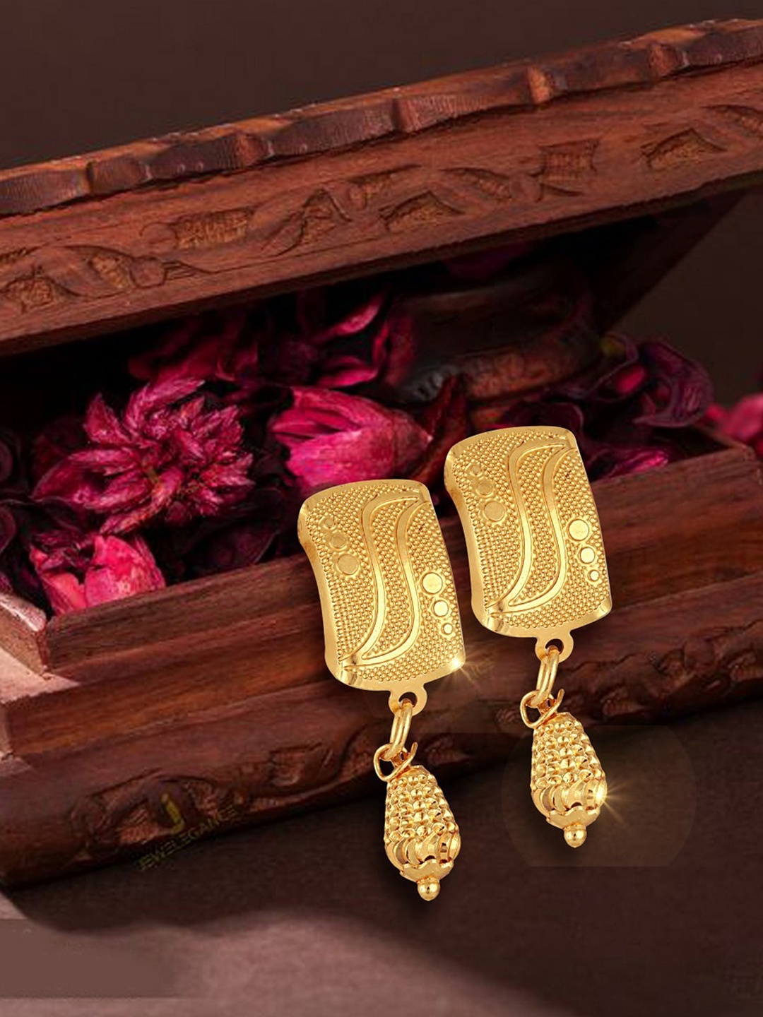 

Vighnaharta Gold Plated Contemporary Drop Earrings