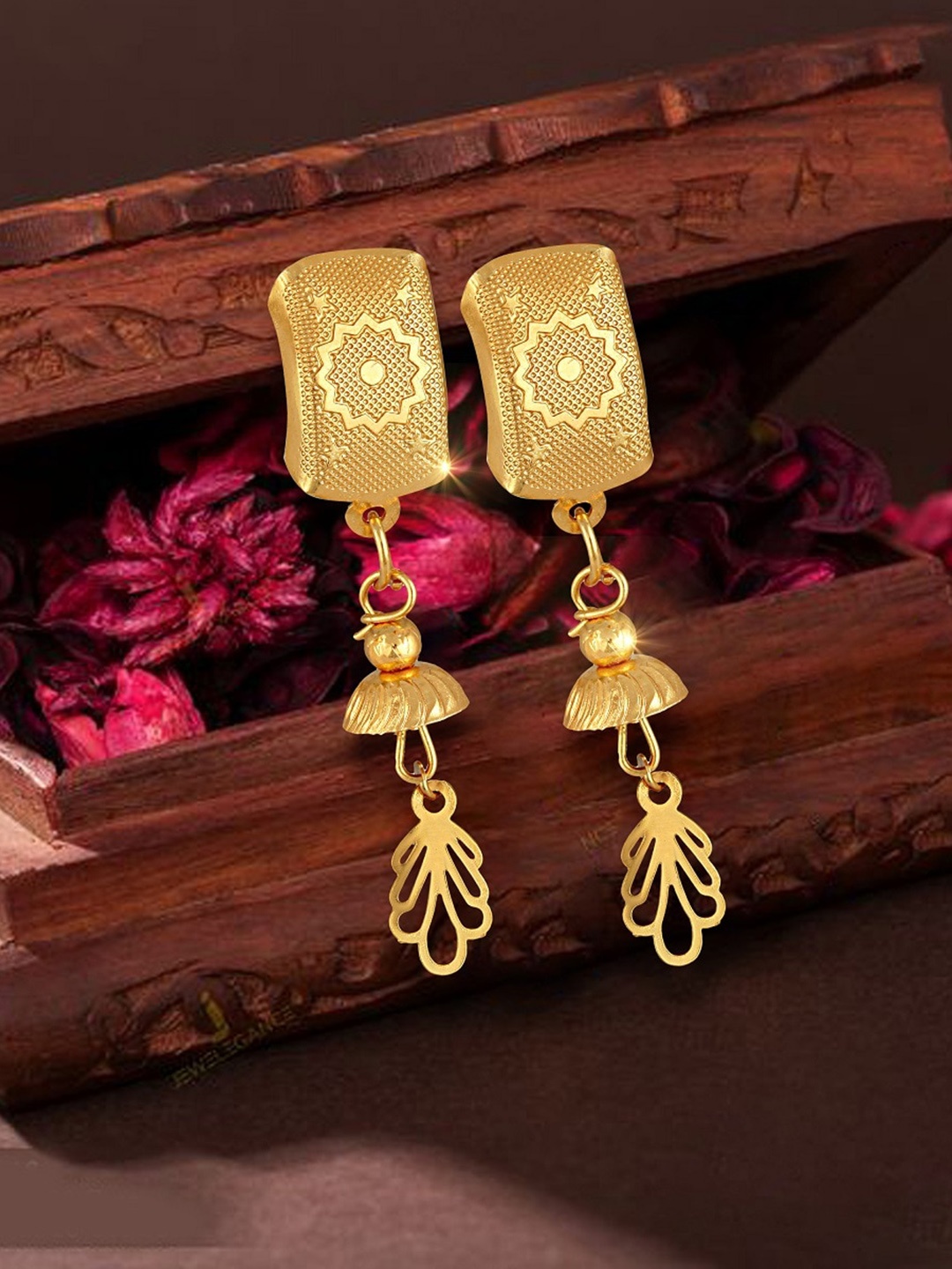 

Vighnaharta Gold Plated Contemporary Drop Earrings