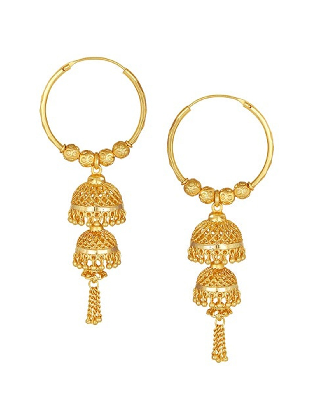 

Vighnaharta Gold-Plated Contemporary Jhumkas