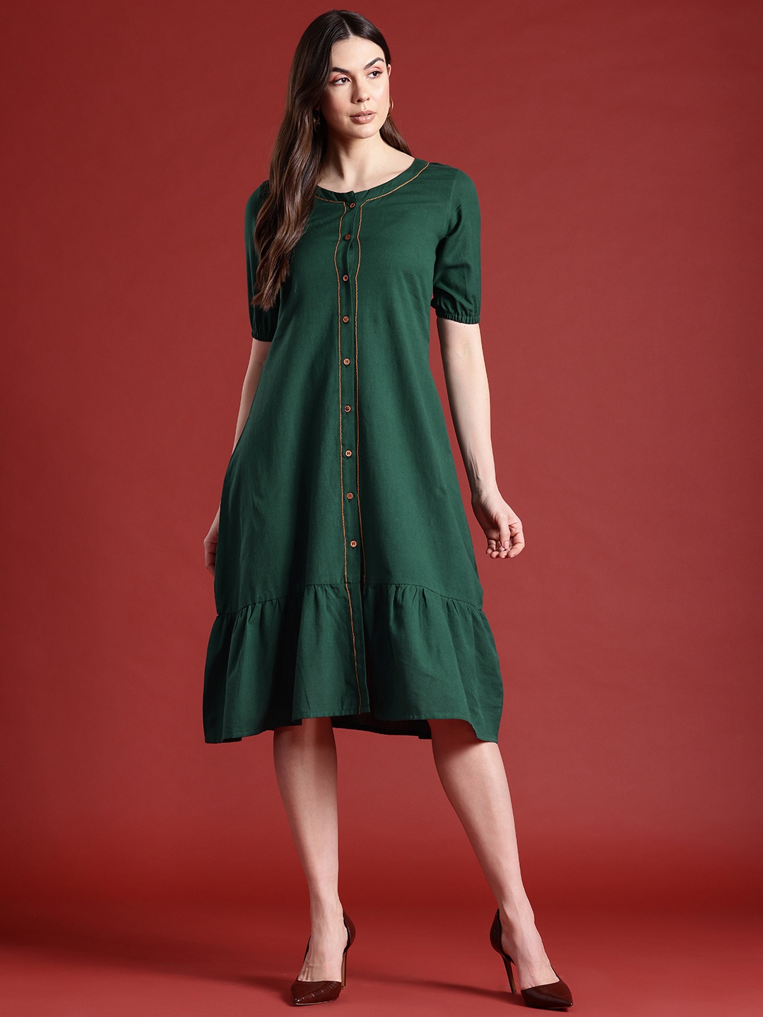 

all about you A-Line Midi Dress, Green