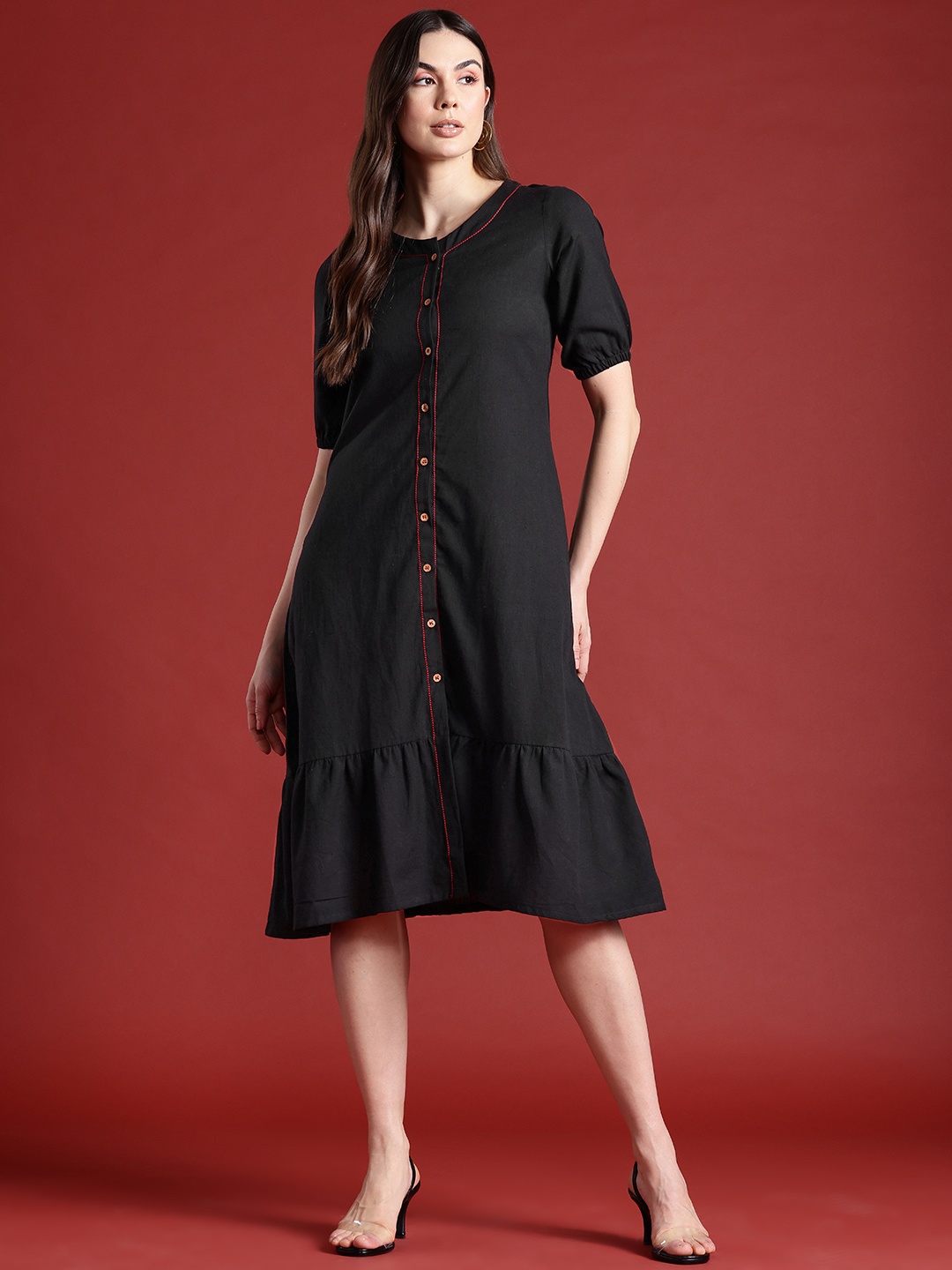 

all about you A-Line Midi Dress, Black