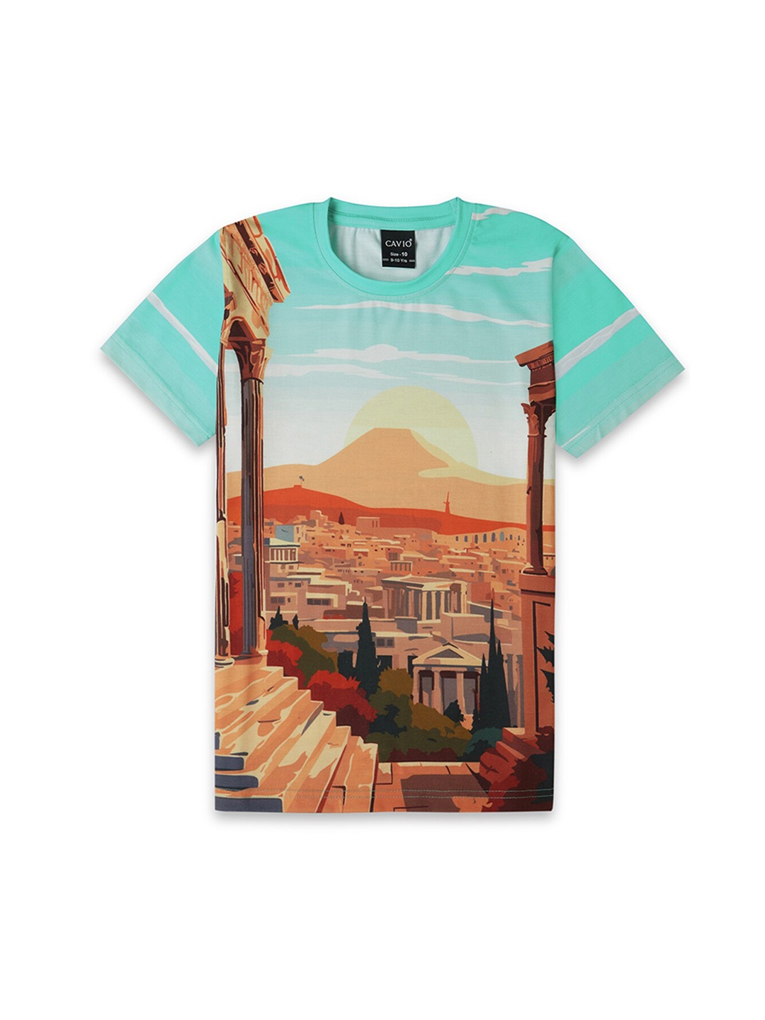 

CAVIO Boys Graphic Printed Round Neck Pure Cotton Casual T-shirt, Sea green