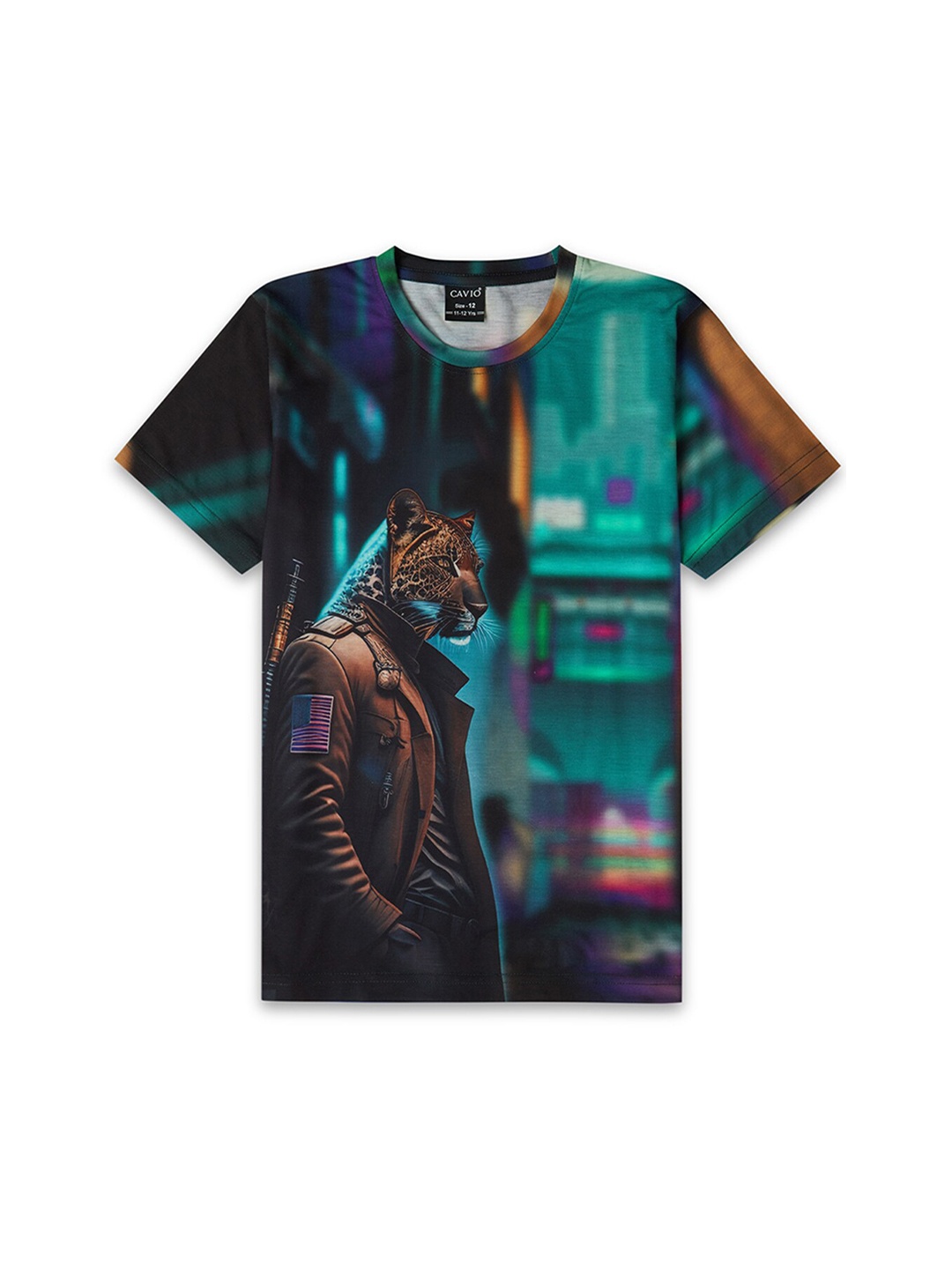 

CAVIO Boys Graphic Printed Round Neck Pure Cotton Casual T-shirt, Green