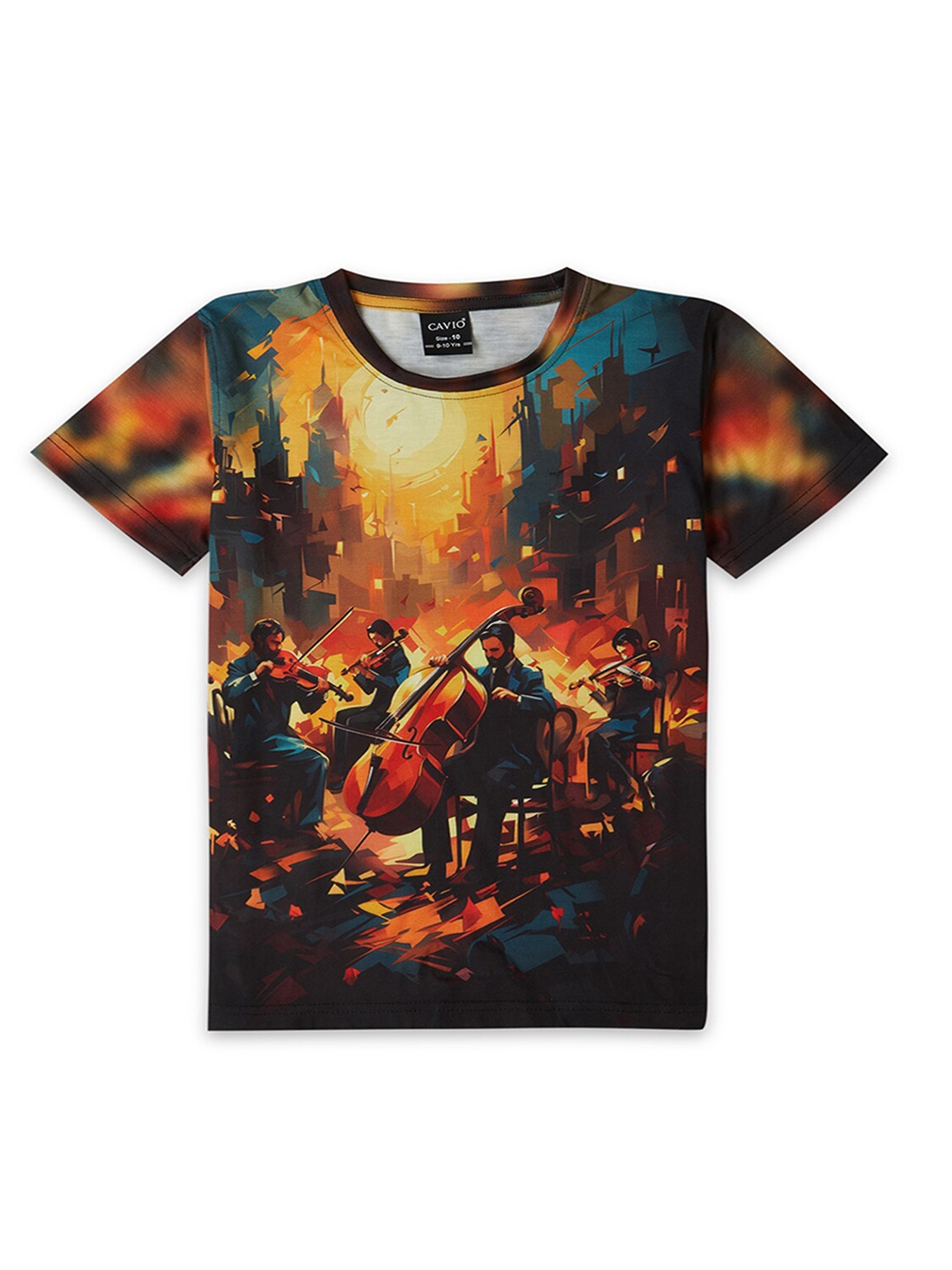 

CAVIO Boys Printed Pure Cotton T-shirt, Yellow