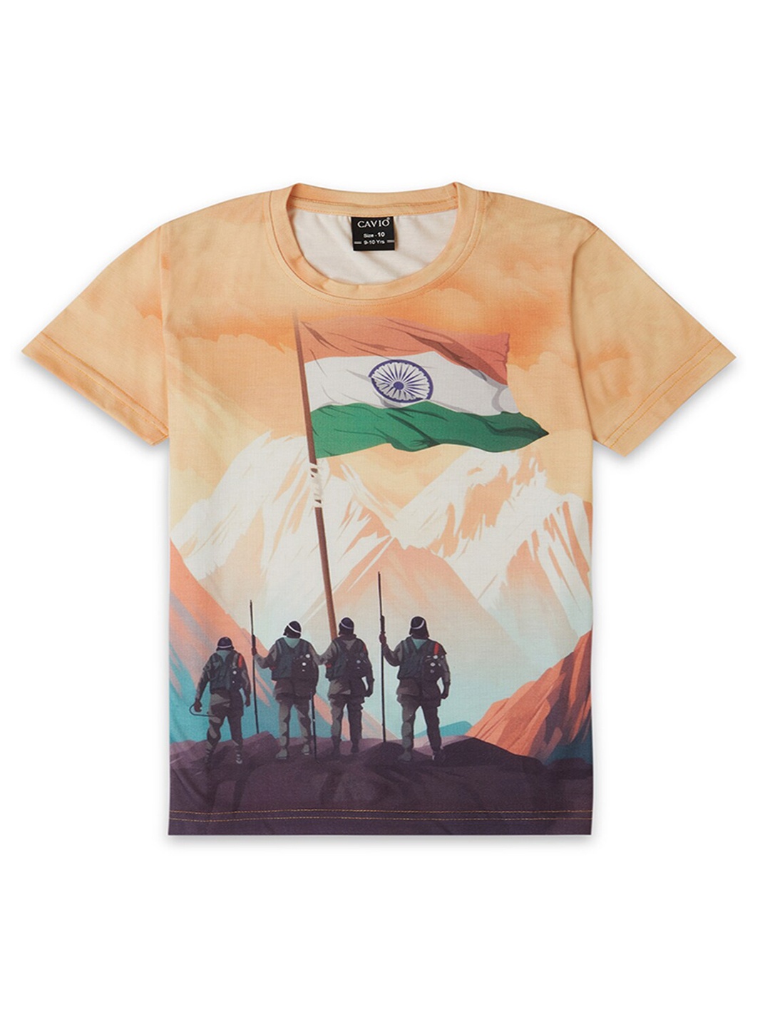 

CAVIO Boys Printed Pure Cotton T-shirt, Orange