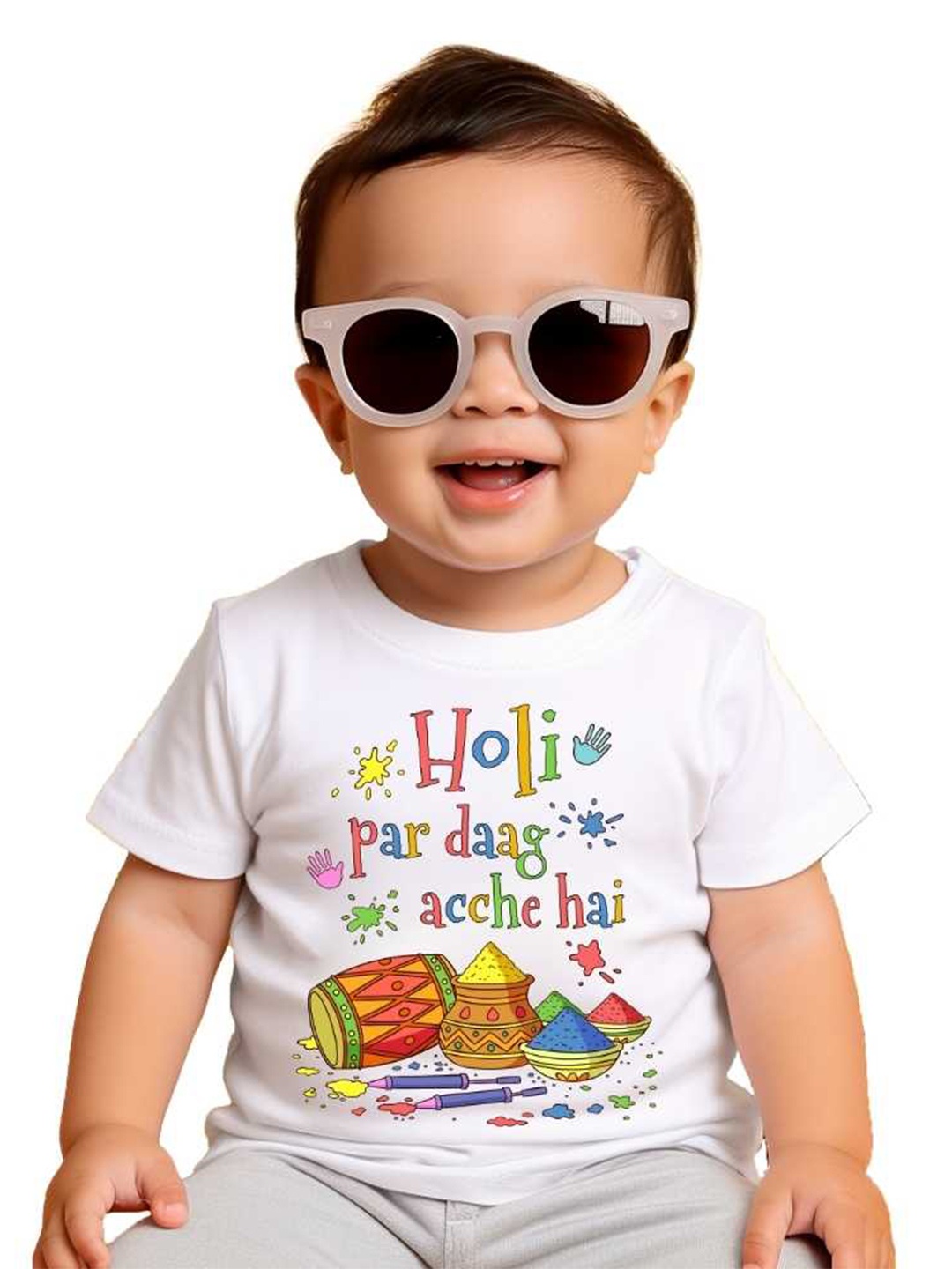 

KNITROOT Kids Typography Printed Round Neck T-shirt, White