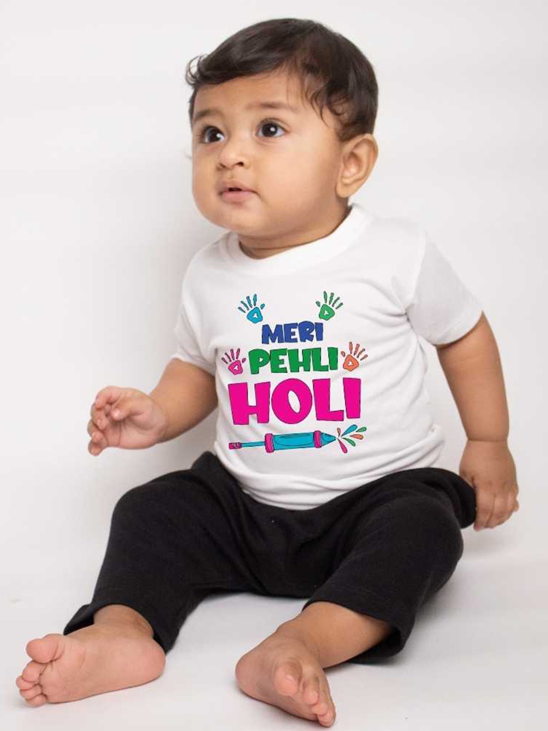 

KNITROOT Kids Typography Printed Round Neck T-shirt, White