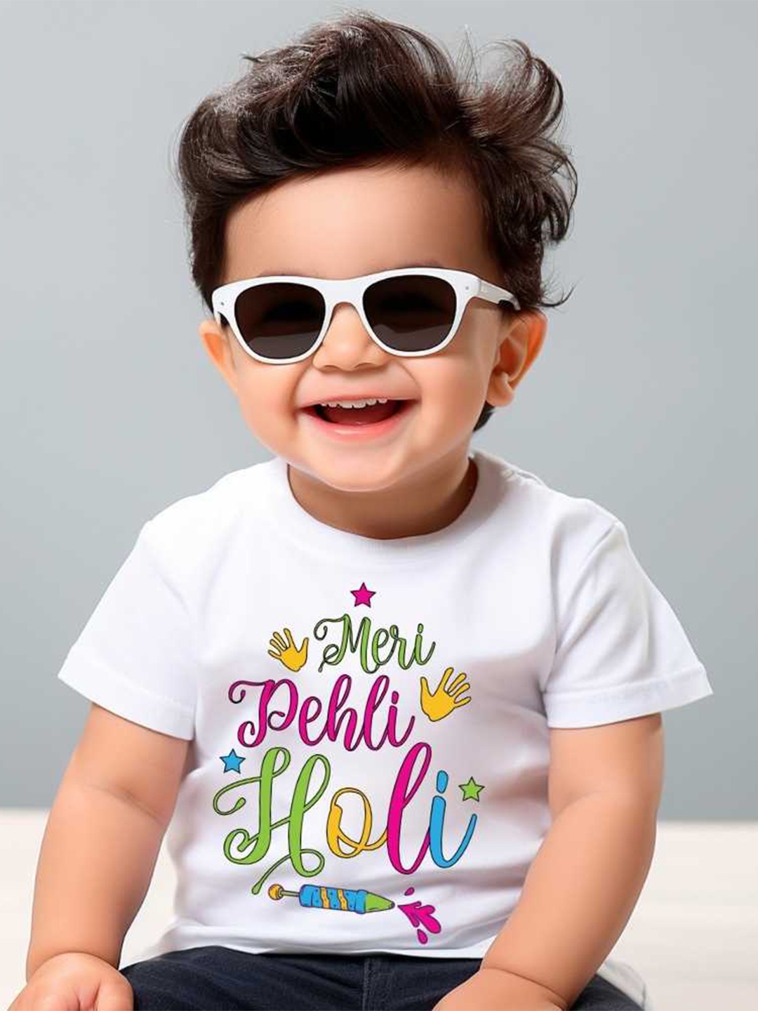 

KNITROOT Kids Typography Printed Round Neck T-shirt, White