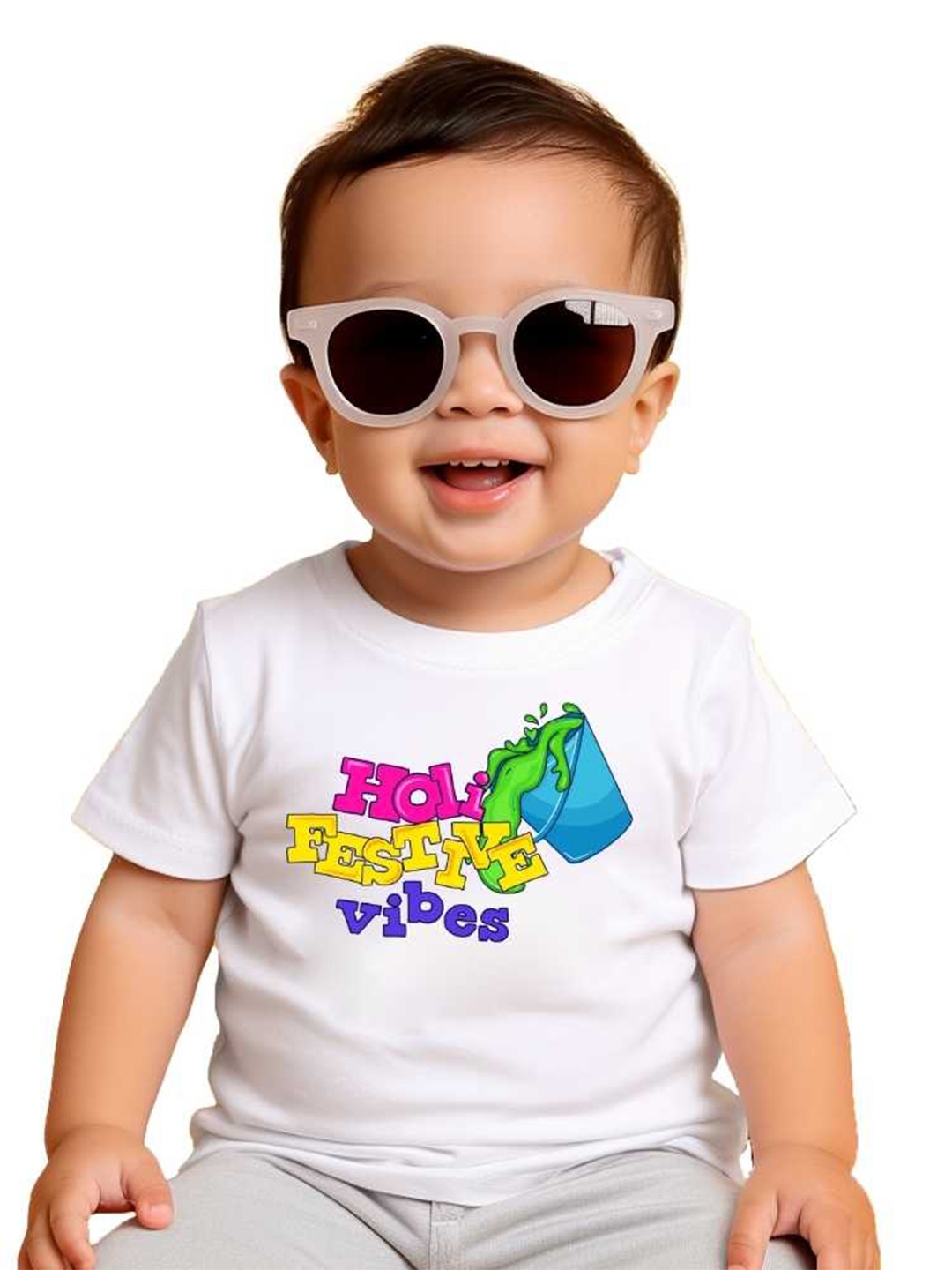 

KNITROOT Kids Typography Printed Round Neck T-shirt, White