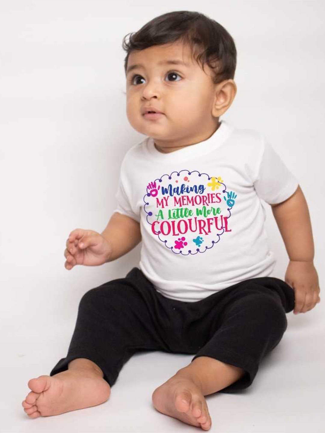 

KNITROOT Kids Holi Printed Regular Fit T-shirt, White