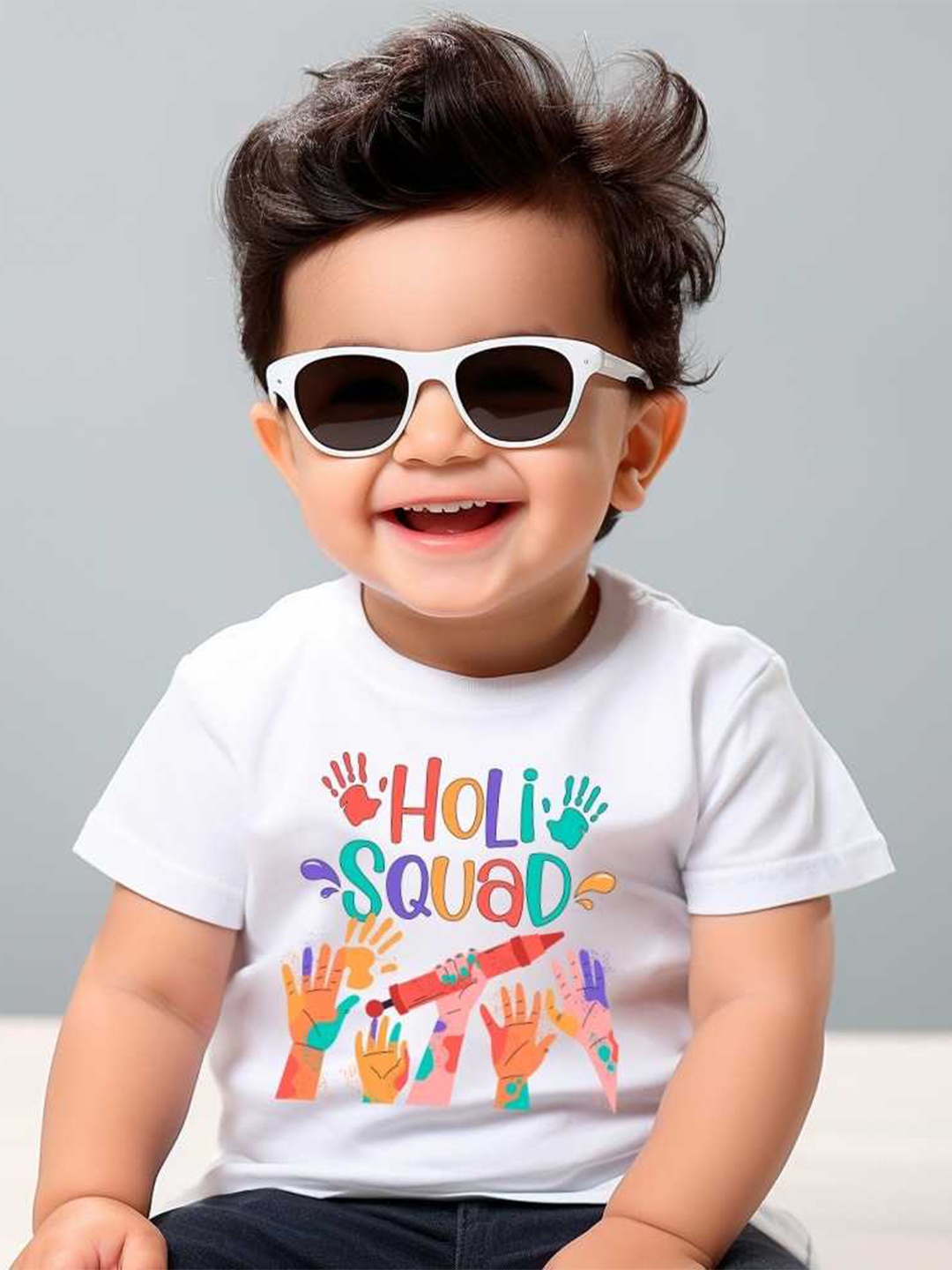 

KNITROOT Kids Typography Printed Round Neck T-shirt, White