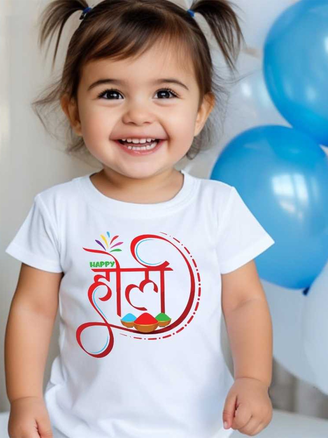 

KNITROOT Kids Holi Printed Regular Fit T-shirt, White