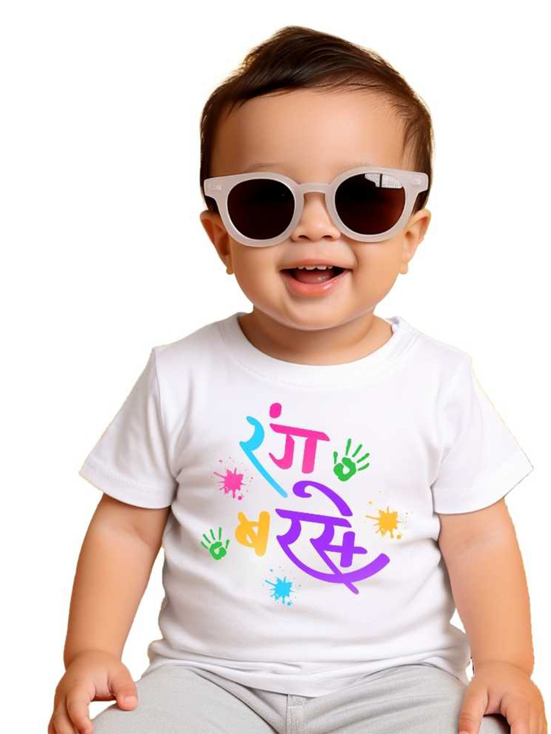 

KNITROOT Kids Typography Printed Round Neck T-shirt, White