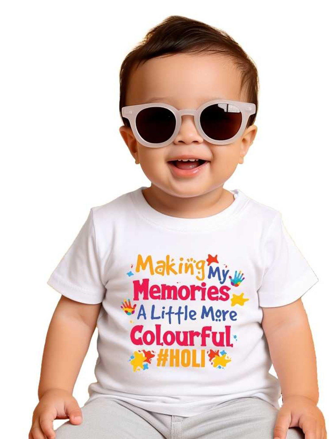 

KNITROOT Kids Typography Printed Round Neck T-shirt, White
