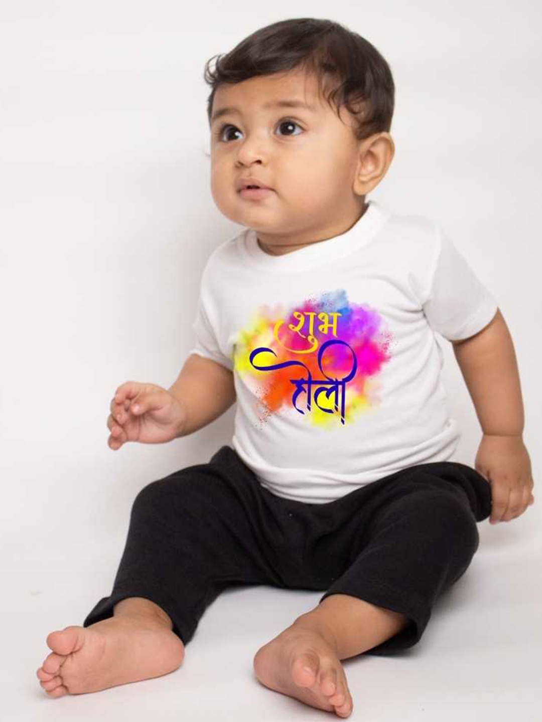 

KNITROOT Kids Holi Printed Regular Fit T-shirt, White
