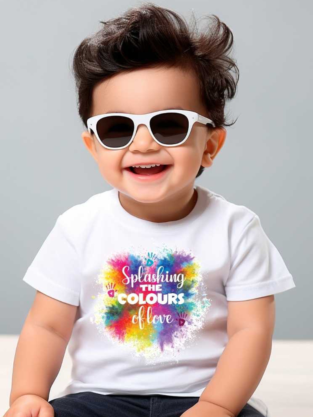 

KNITROOT Kids Typography Printed Round Neck T-shirt, White