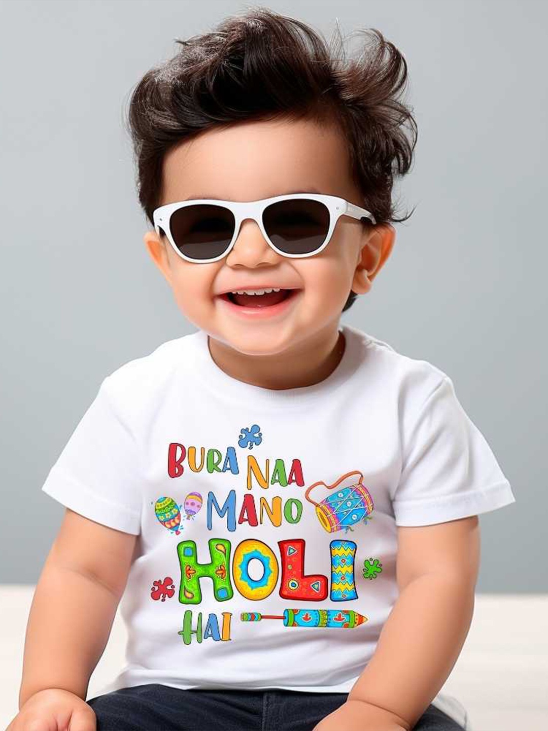 

KNITROOT Kids Typography Printed Round Neck T-shirt, White