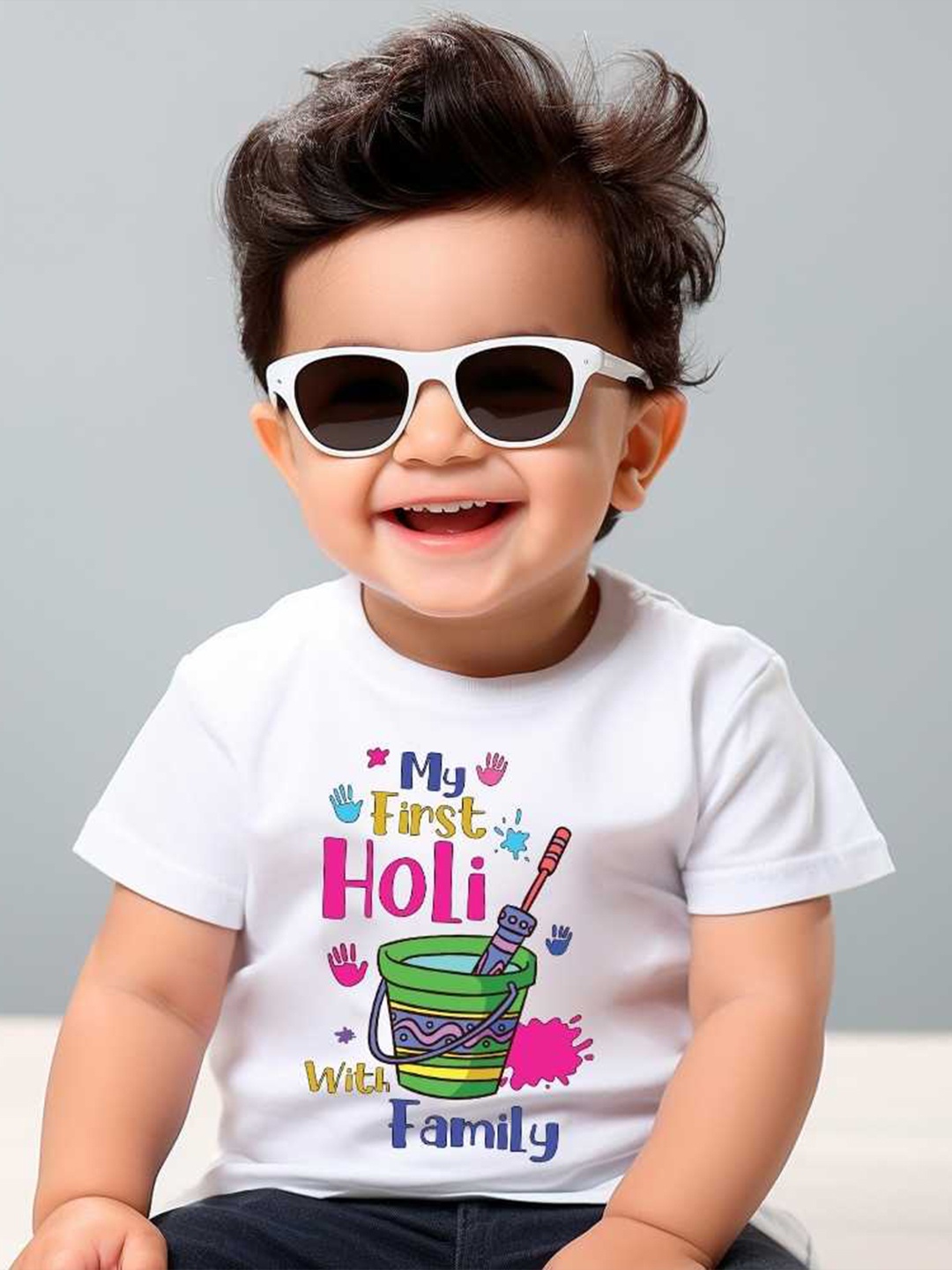 

KNITROOT Kids Holi Printed Regular Fit T-shirt, White