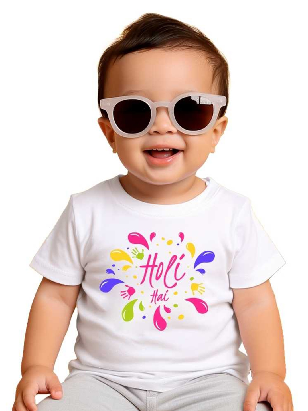 

KNITROOT Kids Typography Printed Round Neck T-shirt, White