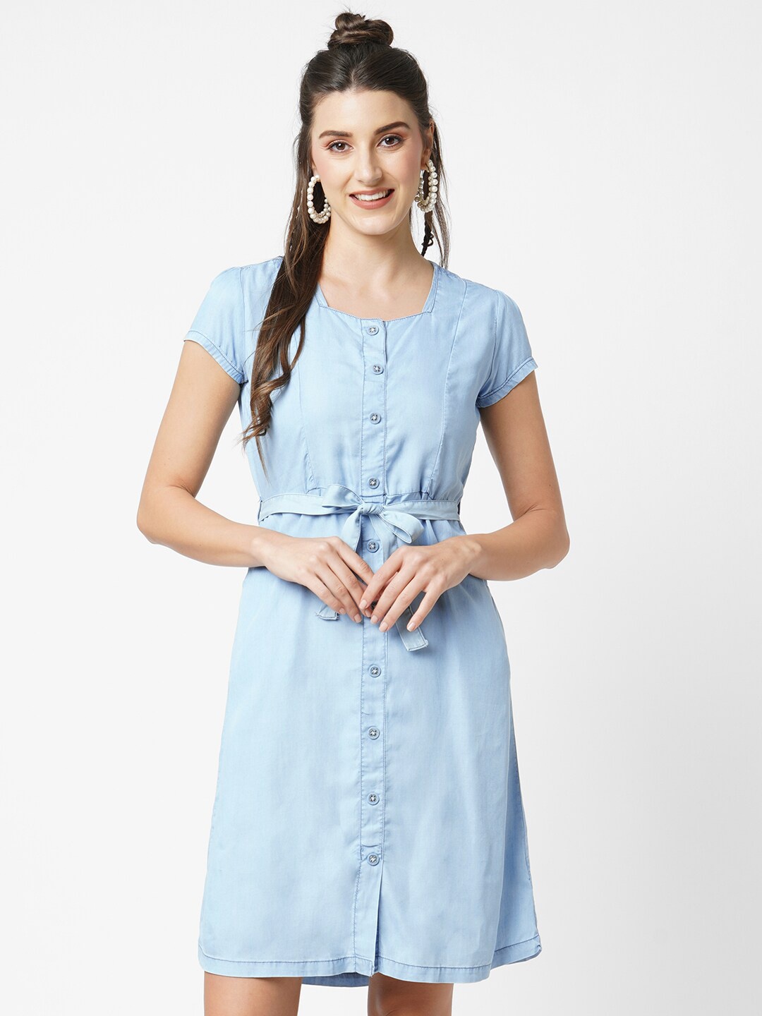 

Kraus Jeans Round Neck Shirt Dress, Blue
