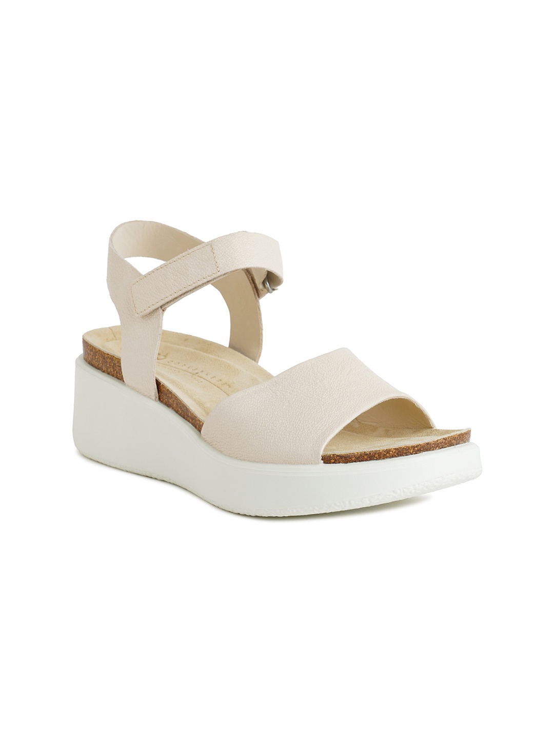 

ECCO Womens Flowt Limestone Leather Regular Heeled Sandals, Beige