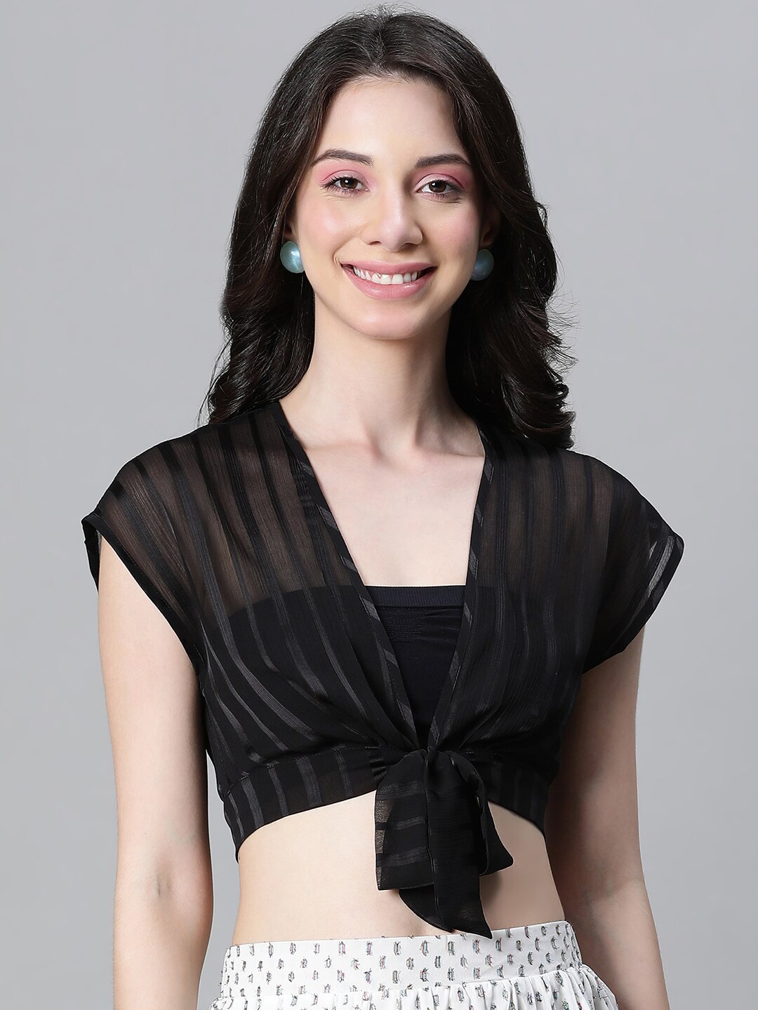

Oxolloxo Square Neck Crop Top, Black