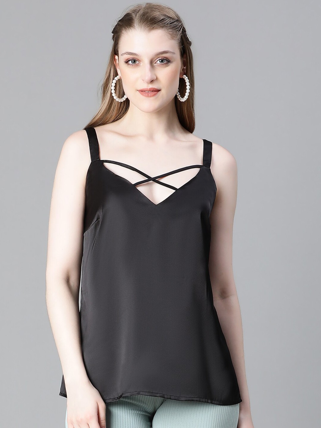 

Oxolloxo shoulder strap A-Line Top, Black