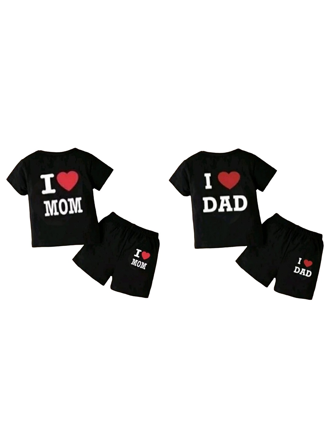 

Pankhu Kids Pack Of 2 Typography Printed T-Shirt With Shorts, Black