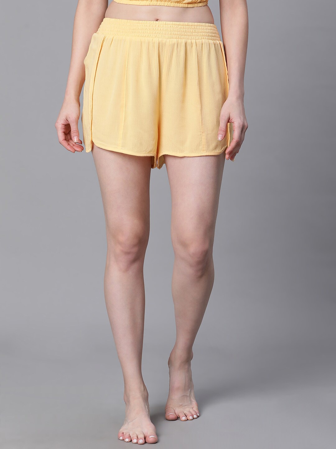 

Oxolloxo Women Mid Rise Lounge Shorts, Yellow