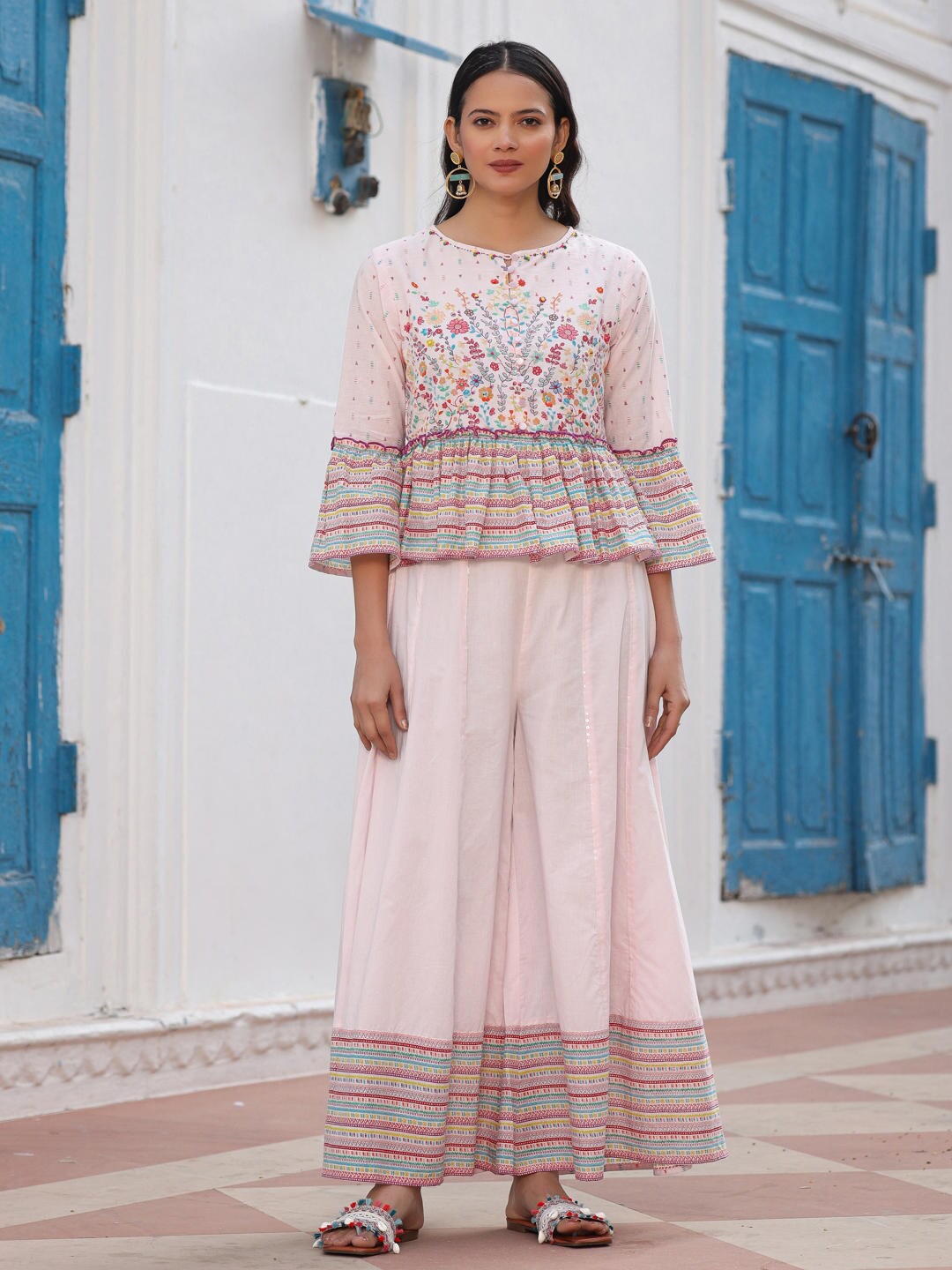 

Juniper Embroidered Top & Palazzo, Pink