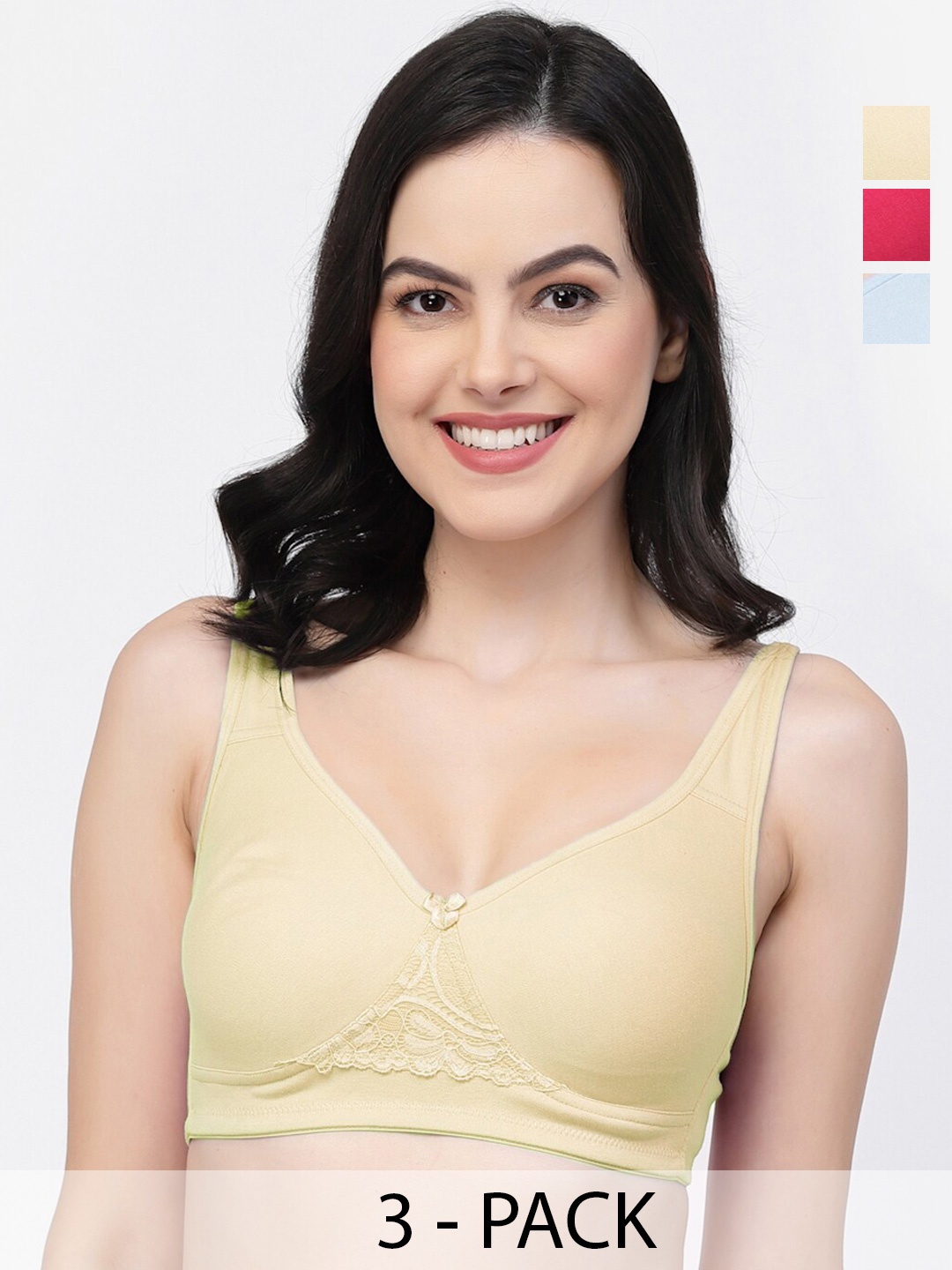 

College Girl Pack Of 3 Full Coverage Non Padded T-shirt Bra With All Day Comfort, Beige