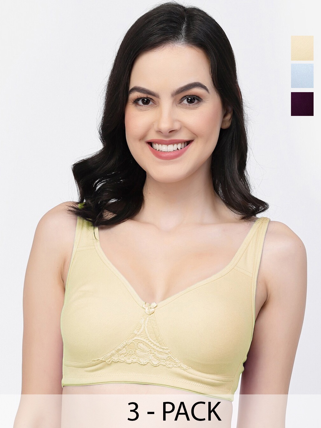 

College Girl Pack of 3 Full Coverage Cotton T-shirt Bra With All Day Comfort, Beige