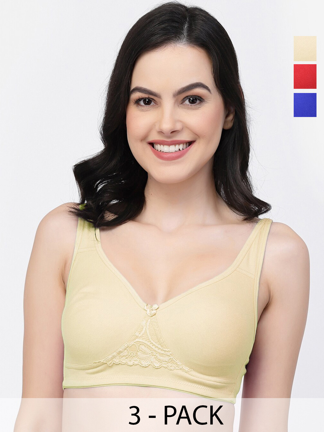 

College Girl Pack Of 3 Full Coverage Seamless Cotton T-shirt Bra With All Day Comfort, Red