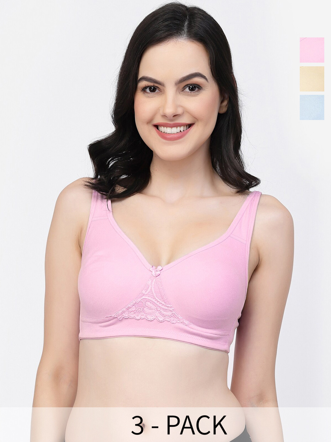 

College Girl Pack Of 3 Full Coverage Seamless Cotton T-shirt Bra With All Day Comfort, Beige