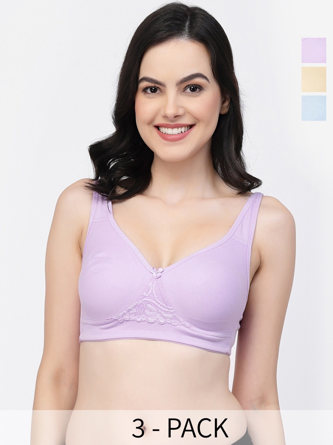 

College Girl Pack Of 3 Full Coverage Non Padded T-shirt Bra With All Day Comfort, Beige