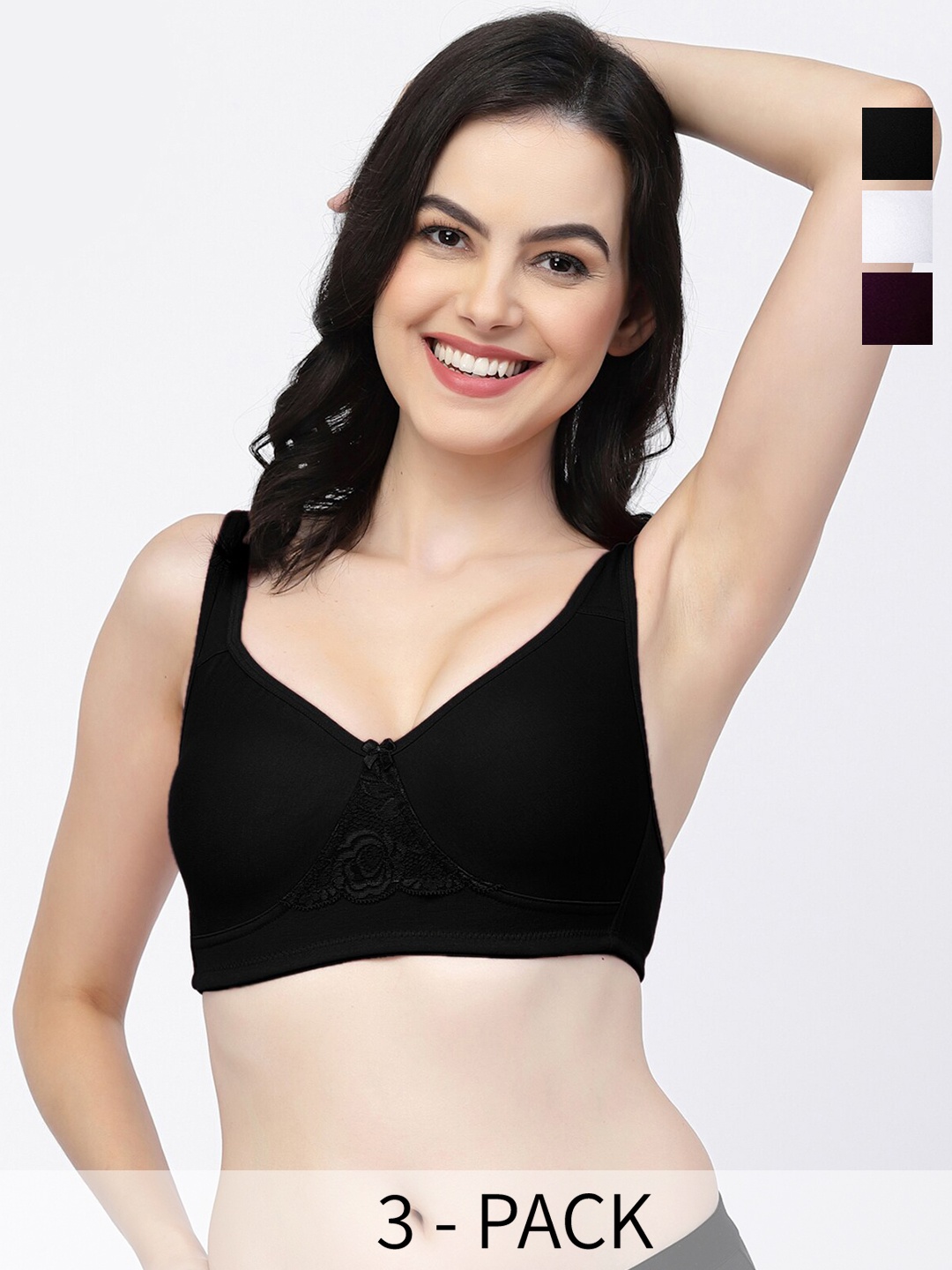 

College Girl Pack Of 3 Full Coverage Seamless Cotton T-shirt Bra With All Day Comfort, White
